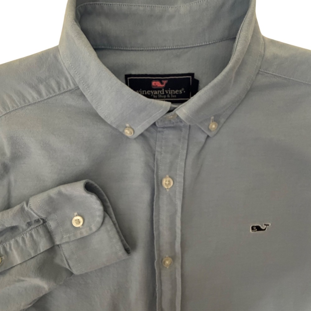 Vineyard Vines Whale Shirt Mens Medium Blue Cotton Button Down Long Sleeve